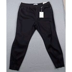 Kancan Womens 3XL High-Rise Ankle Skinny Black Jeans Raw Hem Distressed  NWT New